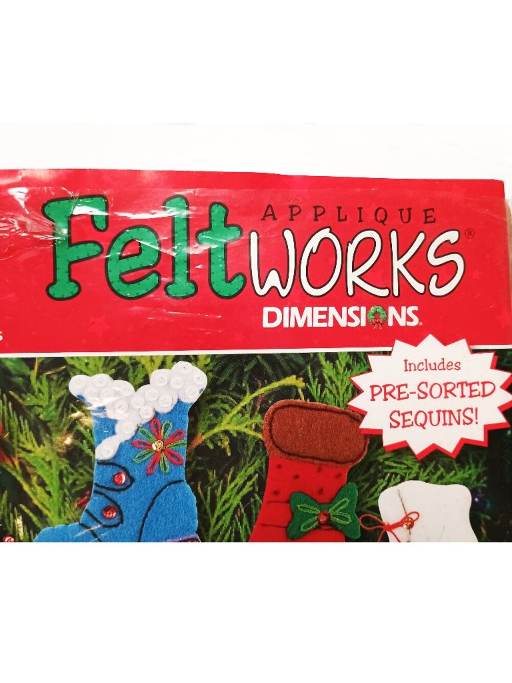 2007 Dimensions Feltworks Applique Kit, 8152 Holiday Boots Ornaments, INCOMPLETE - Picture 2 of 7